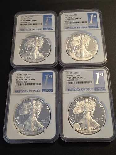 (4)2018-S 1オンス プルーフ アメリカンイーグル PF70UCAM NGC FDOI 発行枚数わずか15万8千枚 116,050円