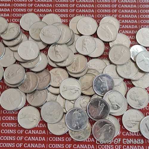 1967年カナダ銀貨クォーター1ロール - AU-UNC。額面10ドル #coinsofcanada