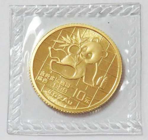 1989年 中国製 パンダ金貨 10元 1/10オンス 未開封 新品