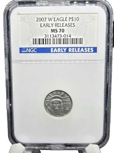 ??2007-W $10 バーニッシュド プラチナ イーグル 1/10 オンス NGC MS70 アーリーリリース - レア??|WORLD RESOURCE【QUEEN店】