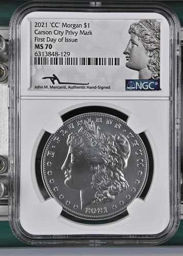 2021 CC モルガン $1 NGC MS 70 FDOI 発行初日 マーカンティ サイン入り FDI カーソン|WORLD RESOURCE【QUEEN店】