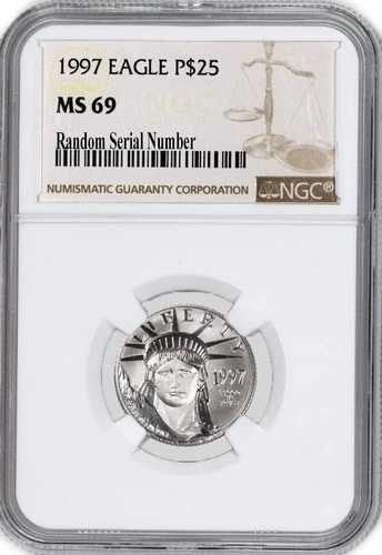 1997年 25ドル アメリカン プラチナ イーグル 1/4オンス .9995 NGC MS69 コイン|WORLD RESOURCE【QUEEN店】
