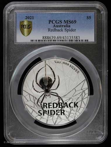 2021年 オーストラリア 5オンス シルバー レッドバック スパイダー PCGS MS 69 トップポップ 低鋳造|WORLD RESOURCE【QUEEN店】