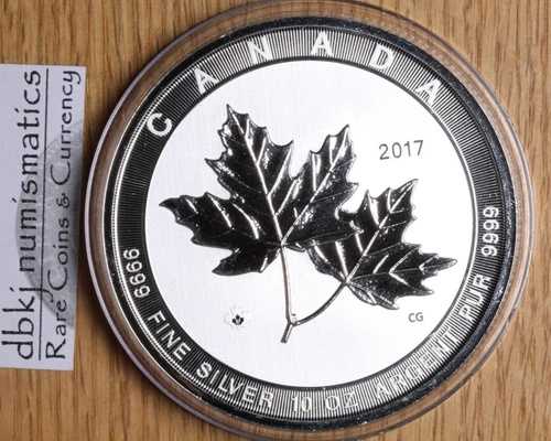 2017年カナダ$50 - 壮大なメープルリーフ - 10オンス .9999 シルバー - カプセル - BU