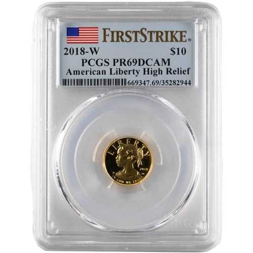 2018-W 1/10オンス プルーフ アメリカン リバティ ゴールド コイン PR/PF69 (ラベル違い、PCGS または N