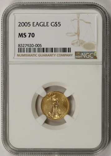 2005 アメリカン ゴールド イーグル $5 MS 70 NGC 10 分の 1 オンス 1/10 オンス