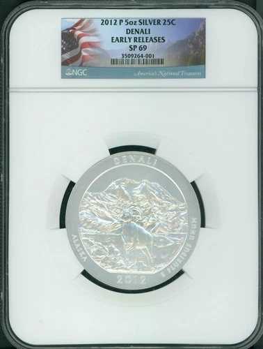 2012-P デナリ アラスカ国立公園 ATB 5オンス シルバー NGC SP69 早期リリース E.R.