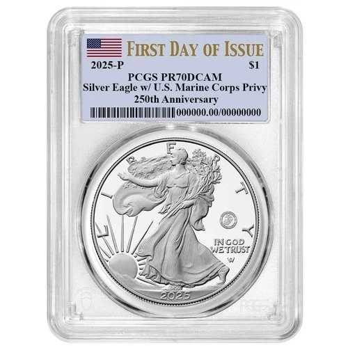プレセール - 2025-P $1 1オンス プルーフ アメリカン シルバー イーグル 海兵隊 プライベート PCGS