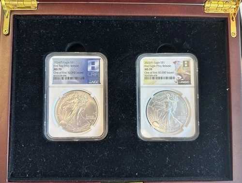 2024+2025 2枚組 アメリカンシルバーイーグル NGC MS70 初回発行5万枚 国賓用コイン 139,150円