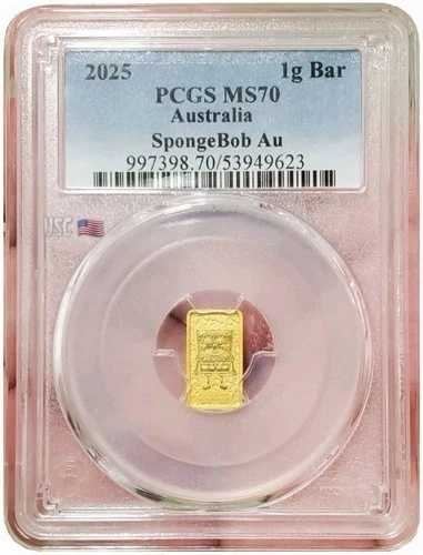 2025 1グラム ゴールド スポンジボブ スクエアパンツ PCGS MS70 バー。