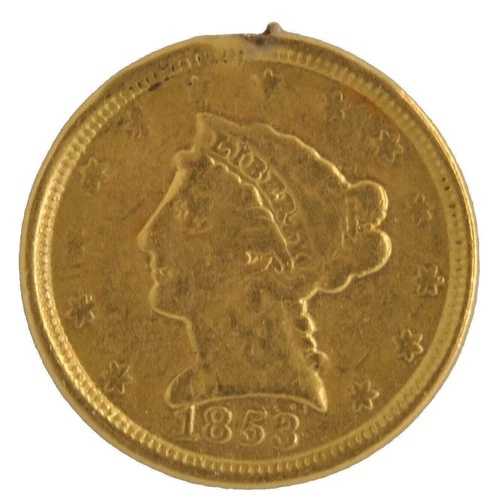 アメリカ合衆国 1853年 リバティヘッド 2.50ドル .900ドル 純金ラブトークン リバースコイン