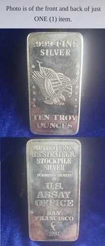 1981年 米国検定局サンフランシスコイーグル＆フラッグ 10トロイオンス 999 純銀バー 149,050円