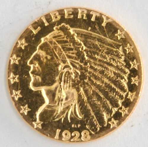アメリカ合衆国 1928年 インディアン 2.50ドル クォーターイーグル .900 純金フィラデルフィアコイン