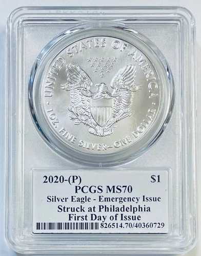 2020-(P) $1 シルバーイーグル PCGS MS70 フィラデルフィア FDI フレッド・ヘイズ AMF で鋳造