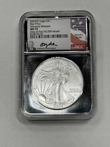 2024-p NGC MS70 シルバーイーグル 1st スター プライヴィ サイン入り 初版 50,000枚 希少 デイヴィッド 50k