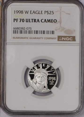 1998-W プラチナイーグル 1/4オンス $25 NGC PF70 ウルトラカメオ。送料無料。