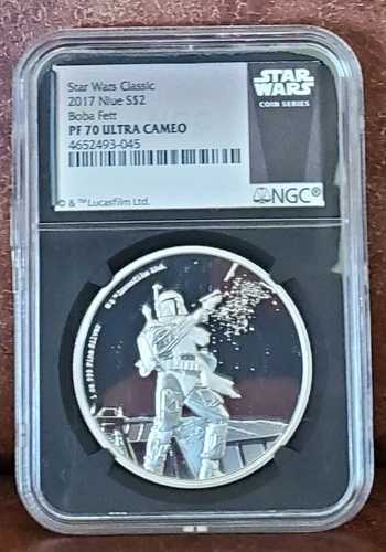 2017年 スター・ウォーズ NGC PF 70 NIUE 1オンス シルバー $2 「ボバ・フェット」ウルトラカメオ