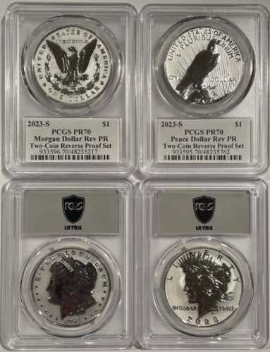 2023-S 2枚組リバースプルーフセット モルガン・ピースドル PCGS PR70 ウルトラブレイクス