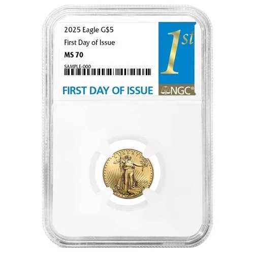 2025年 5ドル アメリカン・ゴールド・イーグル 1/10オンス NGC MS70 FDIファーストラベル