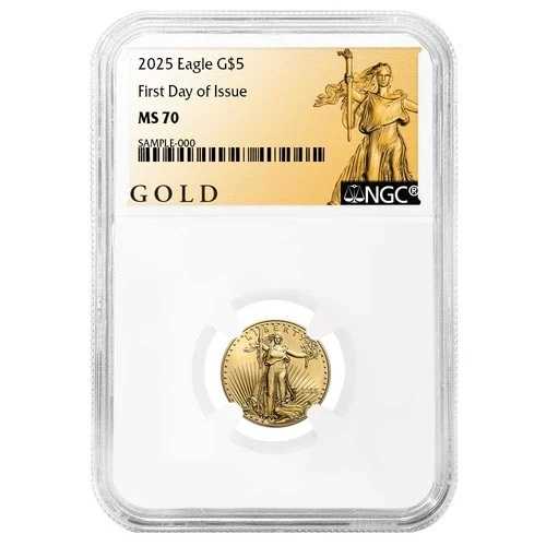 2025年 5ドル 1/10オンス アメリカン ゴールド イーグル NGC MS70 FDI ALSラベル