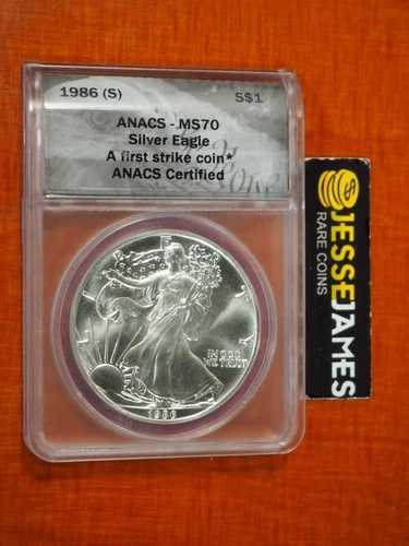 1986年 (S) アメリカン シルバー イーグル ANACS MS70 ファースト ストライク 初年度発行