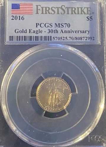 2016年 5ドル金貨アメリカンイーグル 1/10オンス - 「ファーストストライク」 PCGS MS 70|WORLD RESOURCE【QUEEN店】