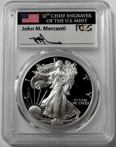 2000年 P アメリカン シルバー イーグル マーカンティ サイン入り PCGS PR 70 DCAM 1ドル プルーフ 1オンス コイン|WORLD RESOURCE【QUEEN店】