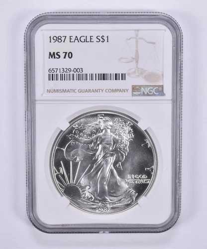 1987年 アメリカン シルバー イーグル MS70 NGC ブラウンラベル