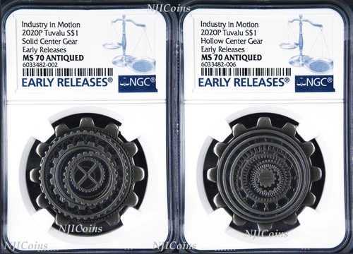 2020 インダストリー・イン・モーション アンティーク ギア型 1オンス シルバー 2枚セット NGC MS70 ER 143,000円