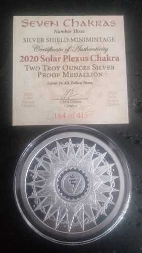 シルバーシールド 2オンス セブンチャクラ 2020 太陽神経叢チャクラ 証明 COA付き