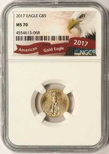 2017年 5ドル金貨 アメリカンイーグル NGC MS70 1/10オンス 白頭鷲ラベル .9167 良質｜WORLD RESOURCE【QUEEN店】 126,500円