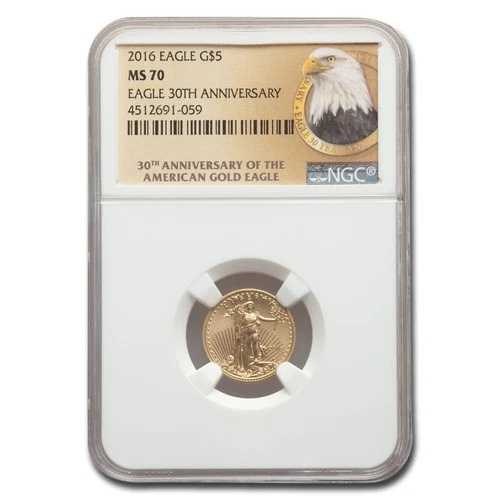 2016年 1/10オンス ゴールド イーグル MS-70 NGC (30周年記念、イーグルラベル) 127,050円