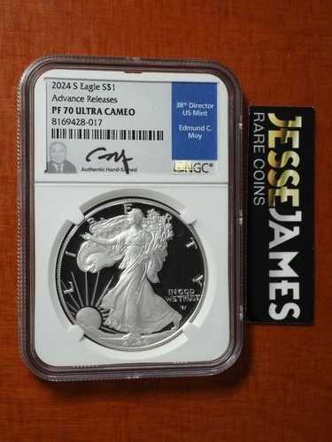 2024 S プルーフ シルバー イーグル NGC PF70 アドバンス リリース エドマンド モイ サイン入り POP 25!｜WORLD RESOURCE【QUEEN店】