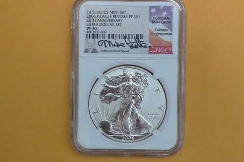 2006年 P リバースプルーフ シルバーイーグル NGC PF70 20周年記念 マイケル・キャッスル