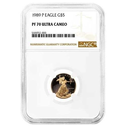 1989-P 5ドル 1/10オンス プルーフ アメリカン ゴールド イーグル NGC PF70UC ブラウンラベル|WORLD RESOURCE【QUEEN店】