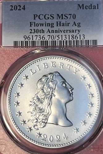 PCGS MS-70! 2024年 流髪銀メダル 230周年記念｜WORLD RESOURCE【QUEEN店】