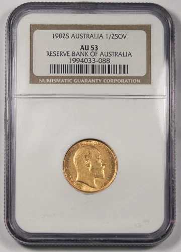 オーストラリア 1902 S 1/2 ハーフソブリン金貨 NGC AU53 エドワード7世 シドニー｜WORLD RESOURCE【QUEEN店】