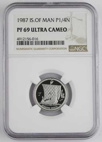 マン島 1987年 1/4オンス プラチナ クォーター ノーブルプルーフコイン NGC PF69 ウルトラカメオ｜WORLD RESOURCE【QUEEN店】