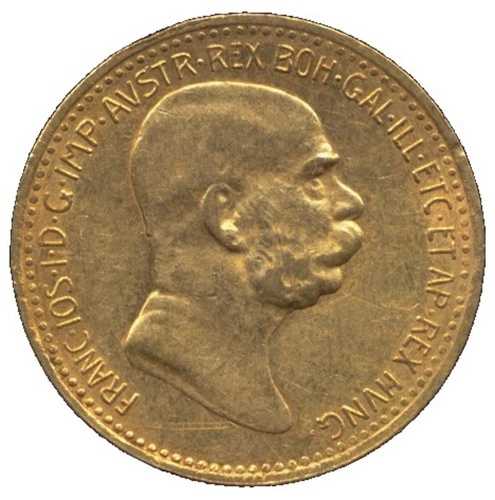 10コロナ/10クラウン オーストリア＝ハンガリー帝国 金貨 フランツ・ヨーゼフ1世 1908年 D0594-