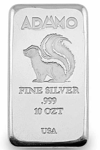 Adamo スカンクバー 10オンス .999 ファインシルバーアートバー Adamo Metals USA限定