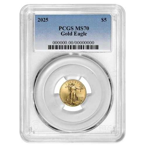 2025年 5ドル アメリカン ゴールド イーグル 1/10オンス PCGS MS70 ブルーラベル|WORLD RESOURCE【QUEEN店】