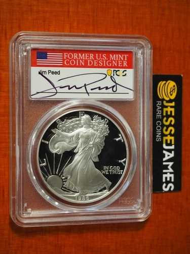 1986年 Sプルーフ シルバーイーグル PCGS PR70 DCAM ジム・ピード直筆サイン入り旗ラベル