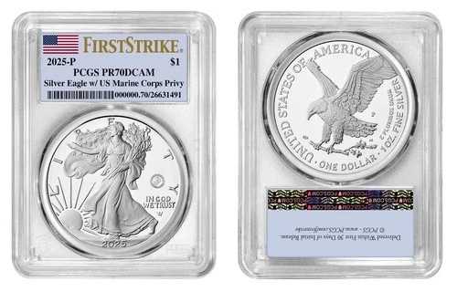 2025-P (PR70) プルーフ アメリカン シルバー イーグル 米海兵隊 プライビー FS ファーストストライク PCGS 135,300円