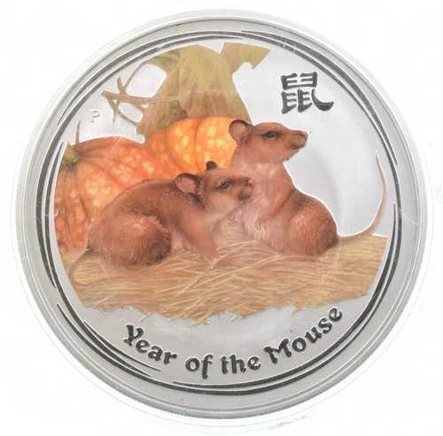 2008年オーストラリア10ドル銀貨（ネズミ年）カラー化 *5232