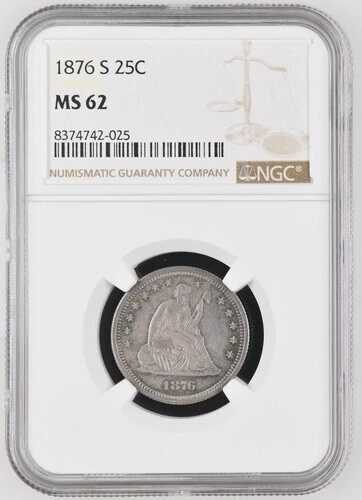 1876-S 着席自由の女神像 NGC MS 62