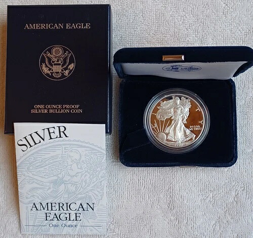 1999-P アメリカンイーグル 1オンス シルバー プルーフ 1ドルコイン（米国造幣局発行ボックス＆COA付き）