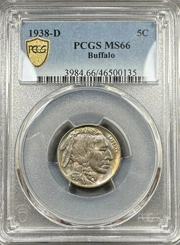 1938-D バッファローニッケル PCGS MS-66 GS トーニング