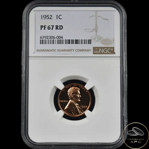 1952年リンカーン小麦セント NGC PF67RD