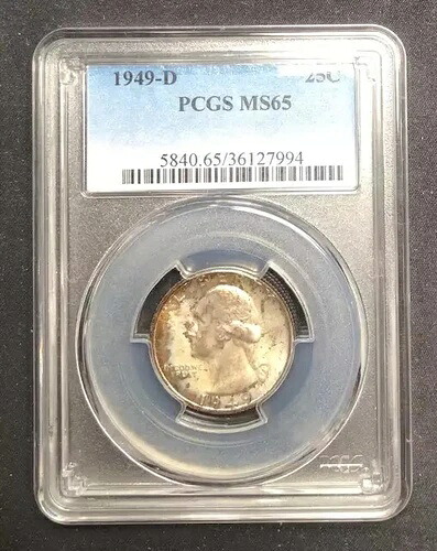 クォータードル銀貨 1949 D PCGS MS-65