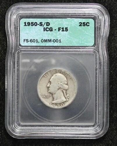 1950-S over D ワシントン クォーター オーバーパンチ ミントマーク FS-601 ICG F-15 5VD8